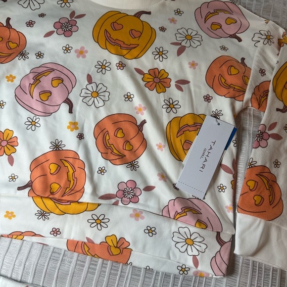 Charming Pumpkin and Floral Girls sleepwear, Size 10/12 NWT - Picture 3 of 8
